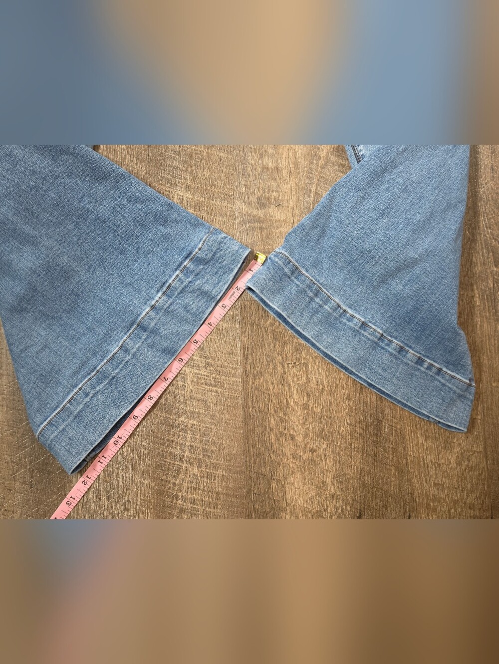 We The Free Flare Jeans Thick Cuff Womens 29 Med Light Wash Stretchy Mid Rise - Picture 11 of 13
